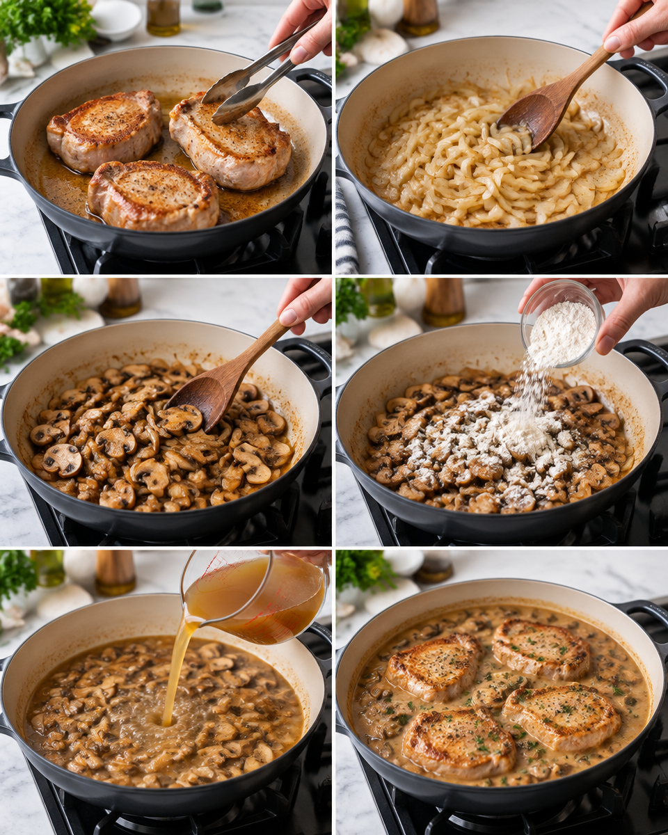 pork chops with mushroom gravy