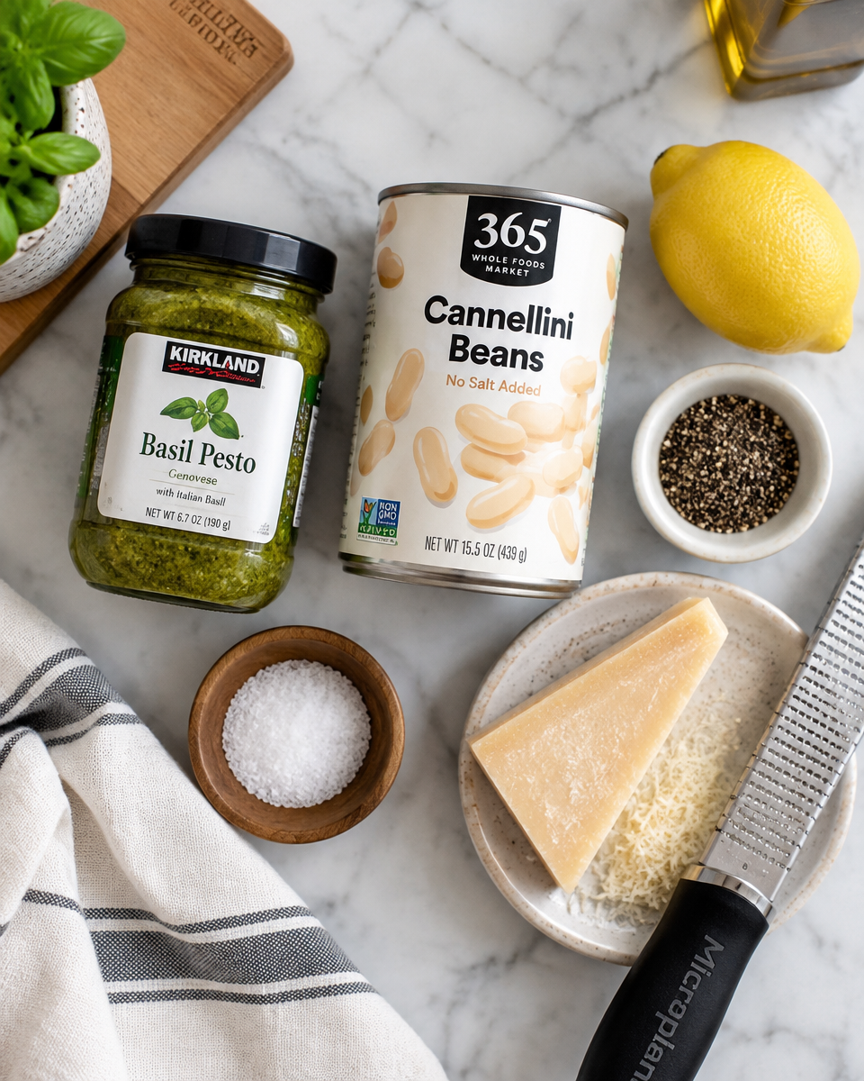 2-Ingredient Creamy Pesto Beans