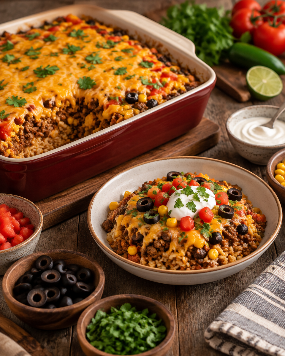 Mexican Ground Beef Casserole with Rice