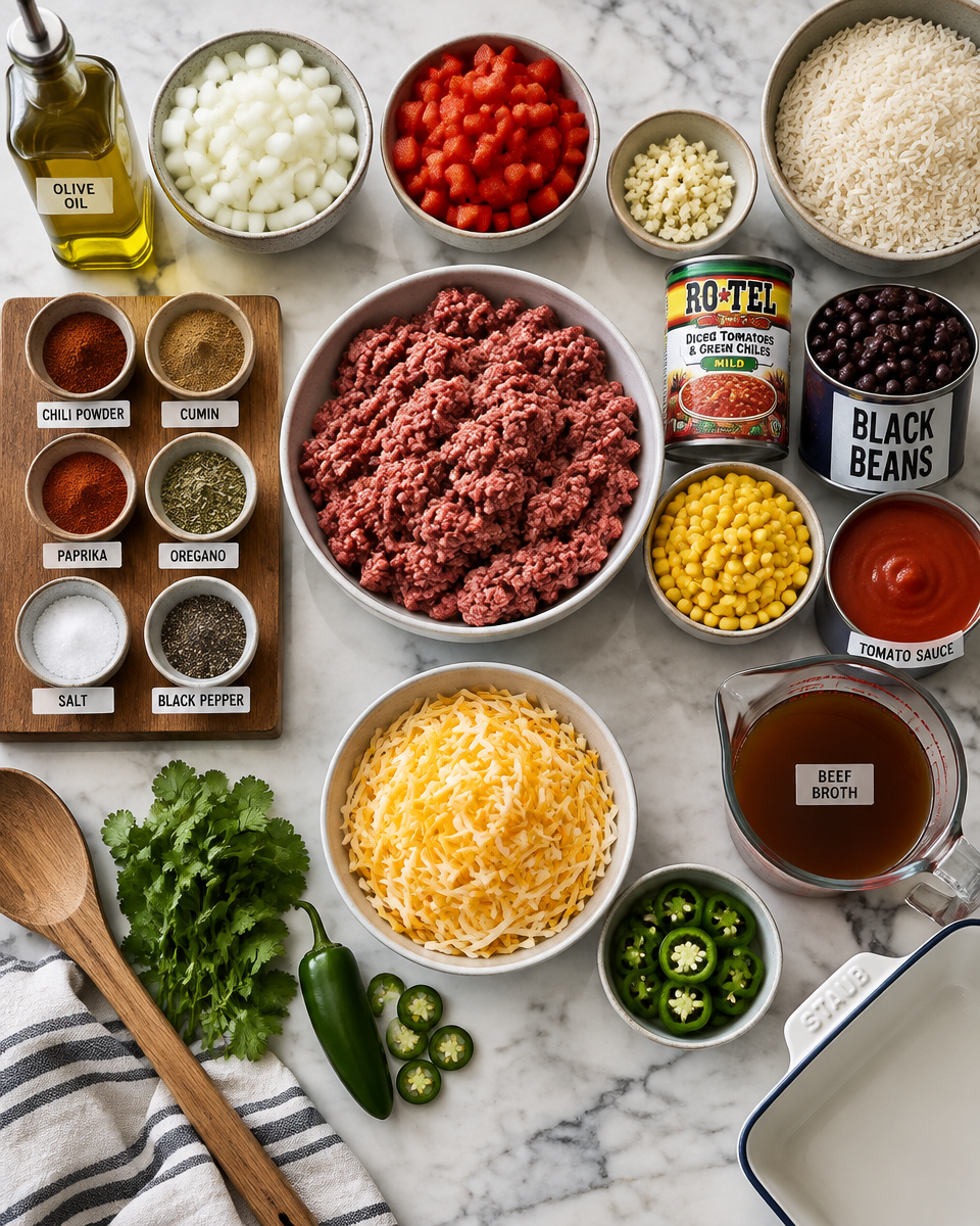 Mexican Ground Beef Casserole with Rice