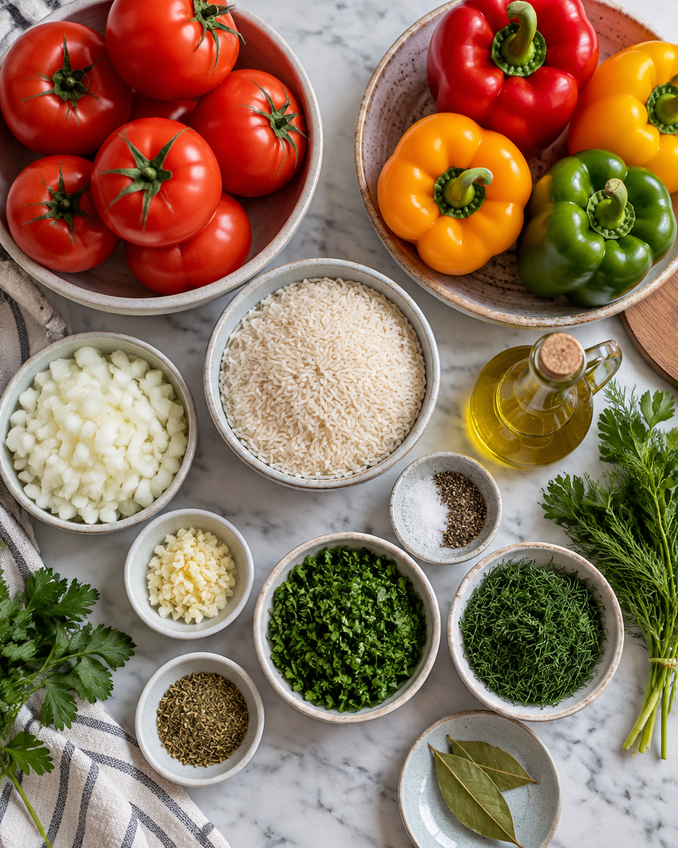 Easy Gemista (Rice-Stuffed Tomatoes and Peppers) Recipe