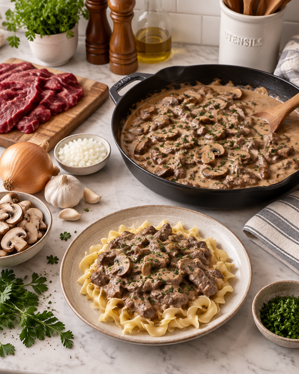 Easy Beef Stroganoff Creamy Mushroom Noodles