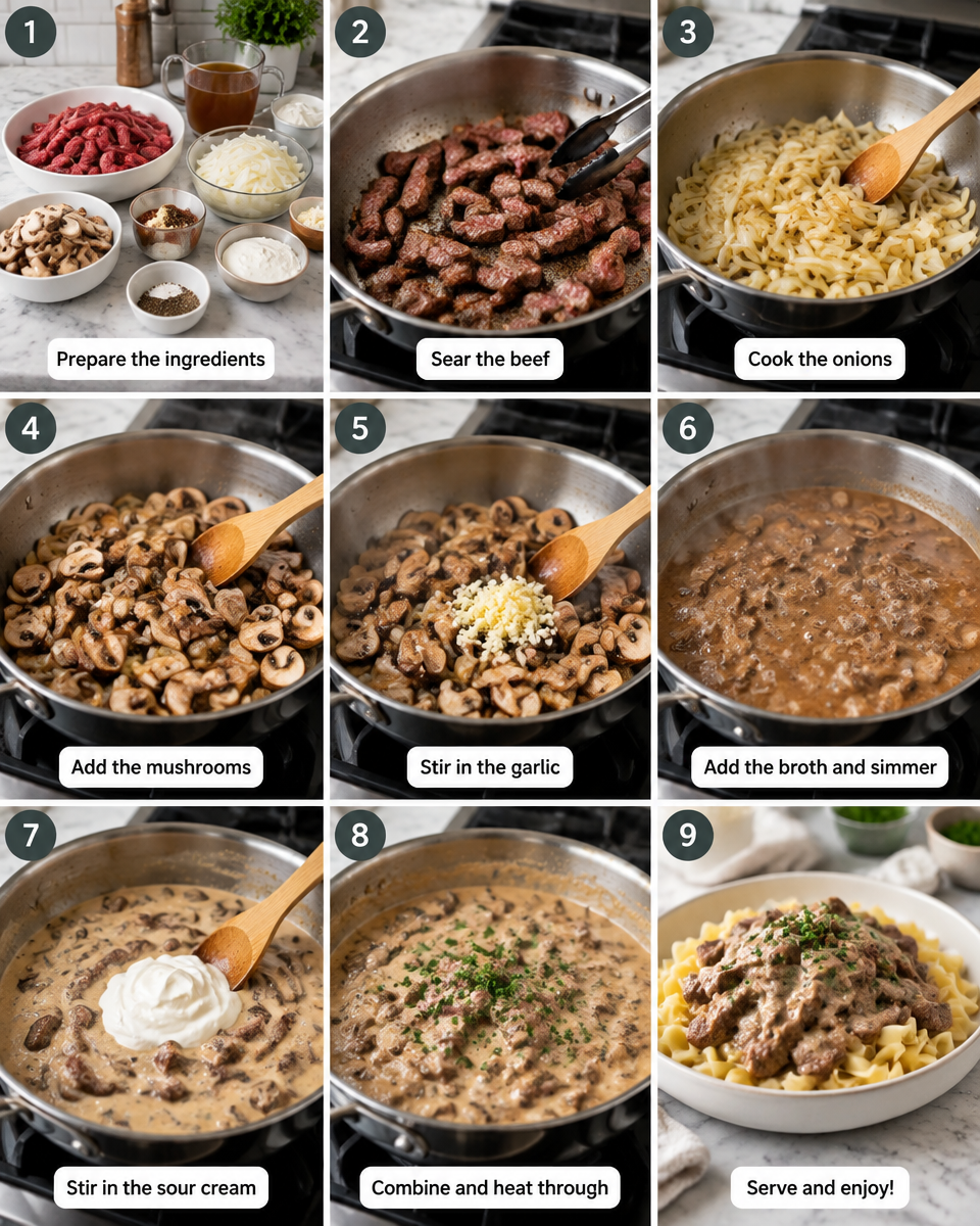 Easy Beef Stroganoff Creamy Mushroom Noodles