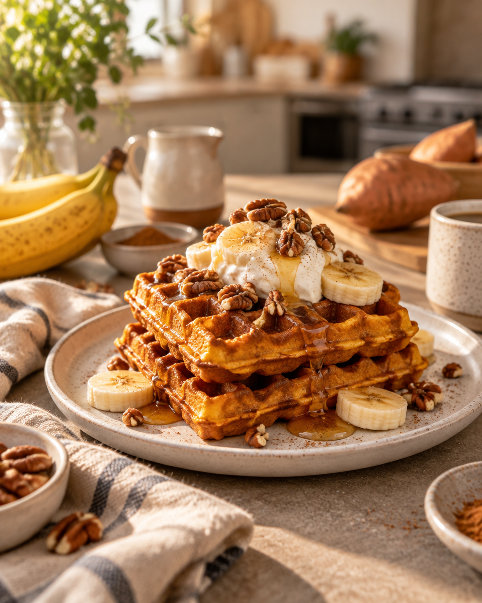 Sweet Potato Paleo Waffles (Easy Grain-Free Breakfast)