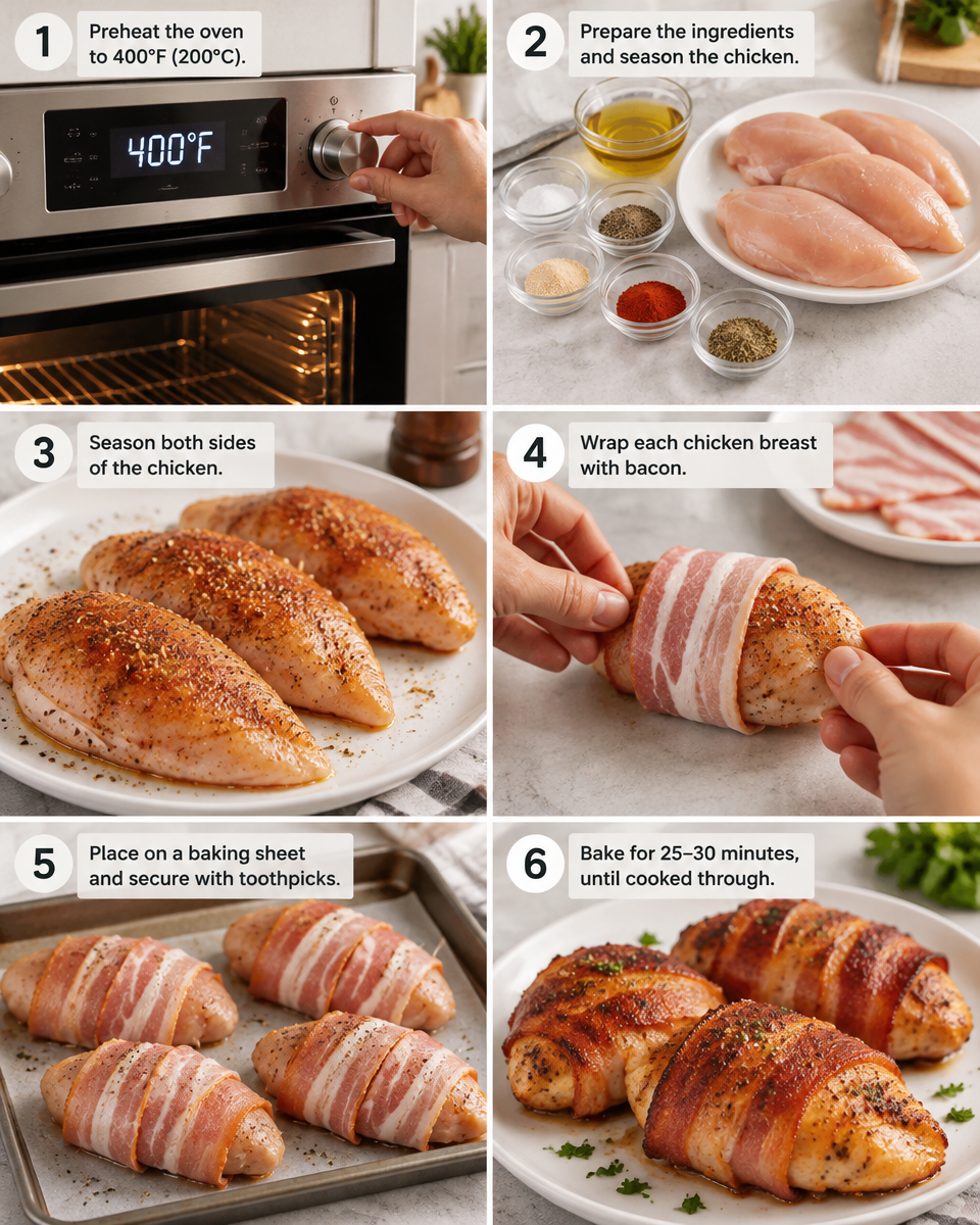 Bacon Wrapped Chicken (Juicy Oven-Baked Recipe)