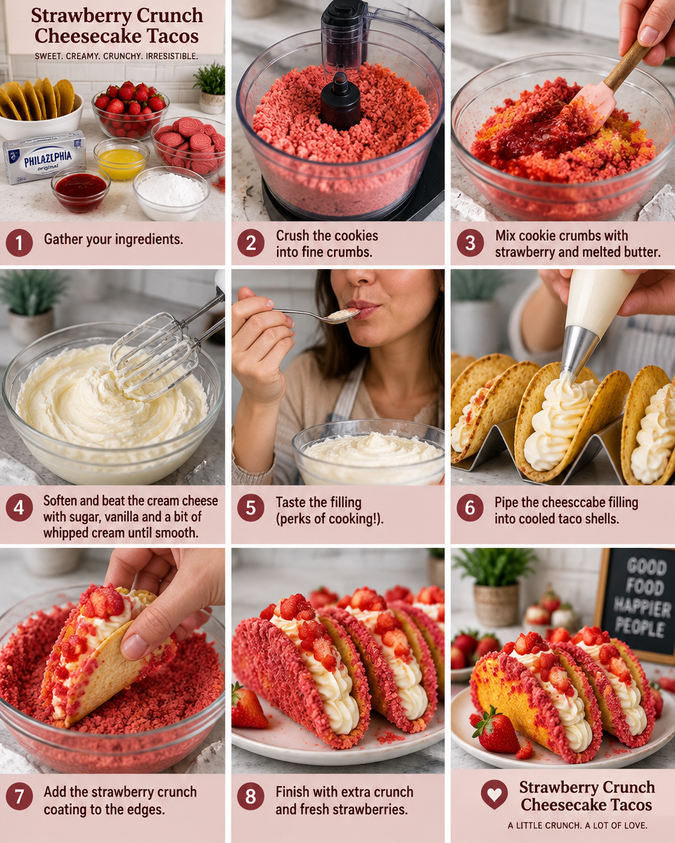 Easy Strawberry Crunch Cheesecake Tacos