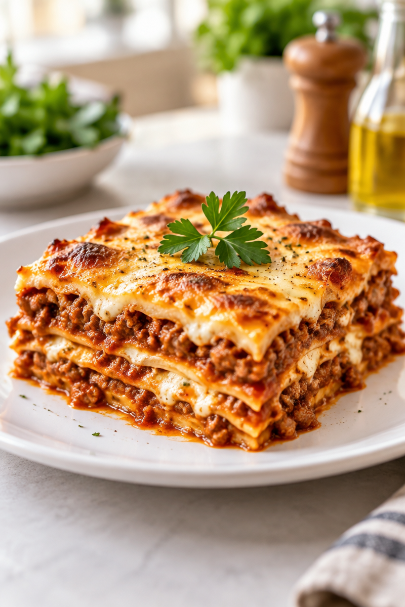 The Best Lasagna Recipe (Rich Meat Sauce, Creamy Layers & Bubbly Cheese)